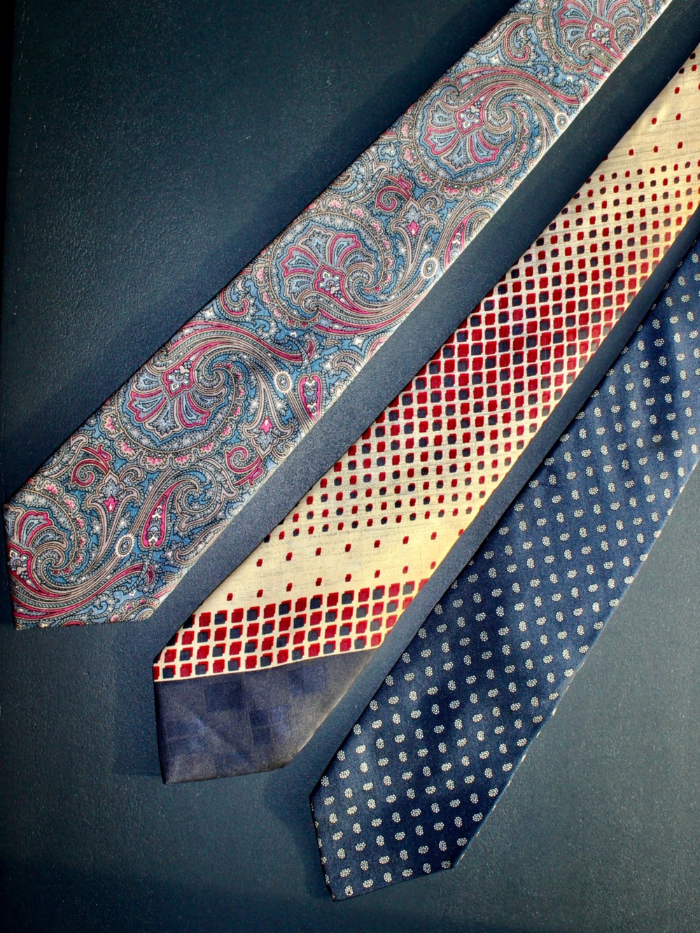 Lot of 3 VTG Silk Neckties Nordstrom, Custom Shop, Goldlion | Paisley Geometric